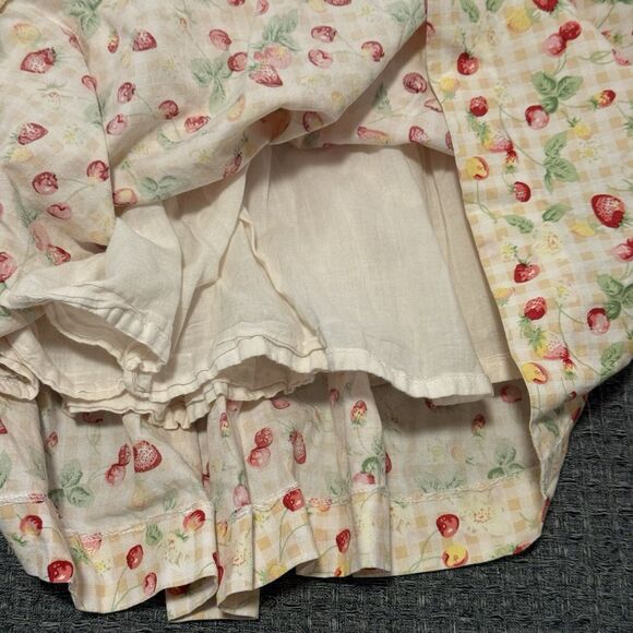 Hearts & Found Lola Skirt Cottagecore Retro Cherry Strawberry Print Small Cotton - Picture 3 of 8